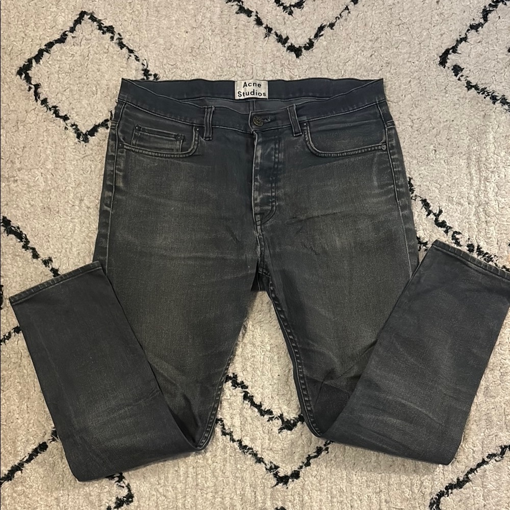 Acne Studios Men's Washed Black Slim Straight Jeans
